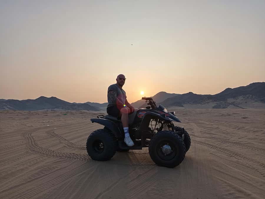 Jeddah Desert Safari: Quad Biking, Camel Farm & Sunset Views - Quad biking across the golden dunes